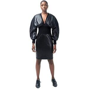 Pantora Black Faux Leather Dress Size: L - NEW